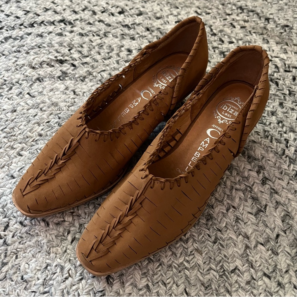 Jeffrey Campbell brown woven leather heels